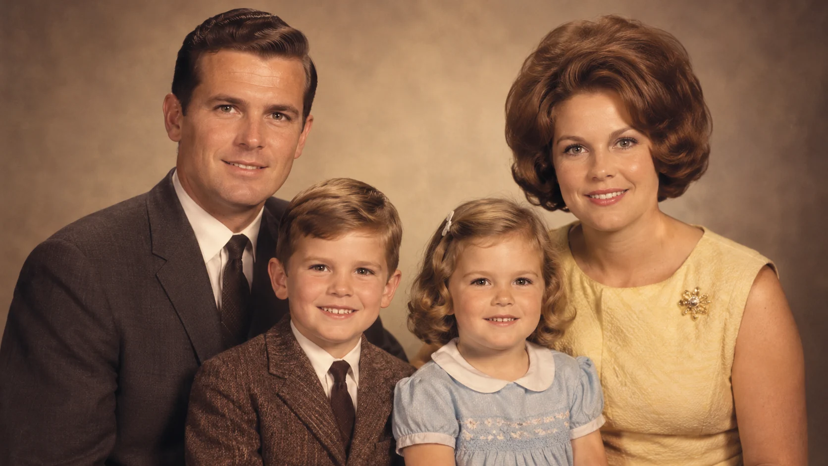Restored vintage family portrait with warm archival color